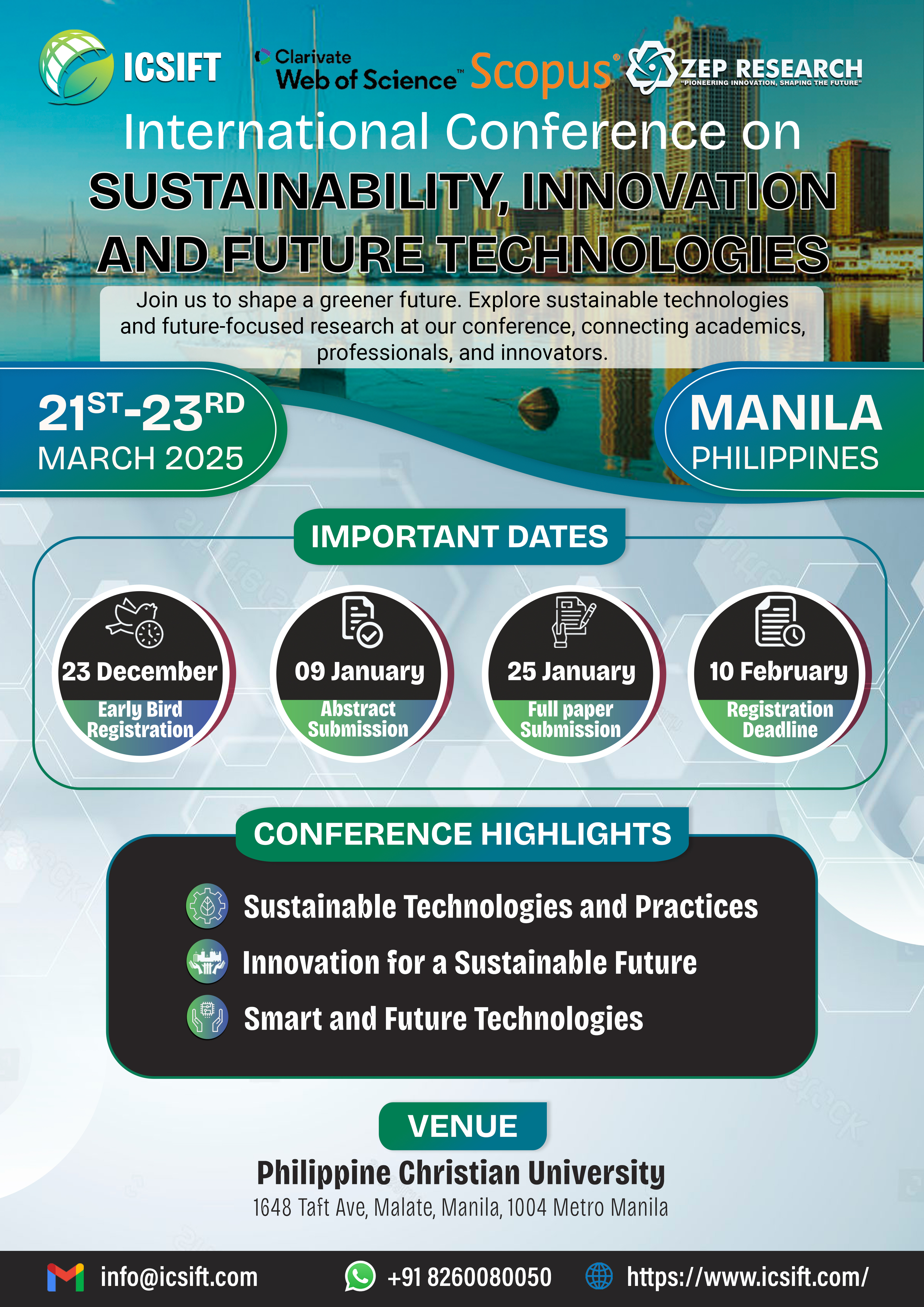 International Conference on Sustainability, Innovation and Future Technologies